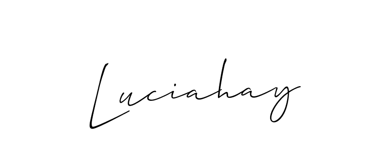 Make a beautiful signature design for name Luciahay. With this signature (Allison_Script) style, you can create a handwritten signature for free. Luciahay signature style 2 images and pictures png