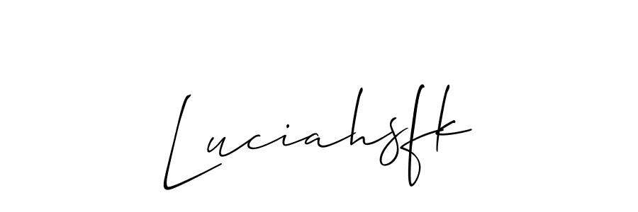 Allison_Script is a professional signature style that is perfect for those who want to add a touch of class to their signature. It is also a great choice for those who want to make their signature more unique. Get Luciahsfk name to fancy signature for free. Luciahsfk signature style 2 images and pictures png