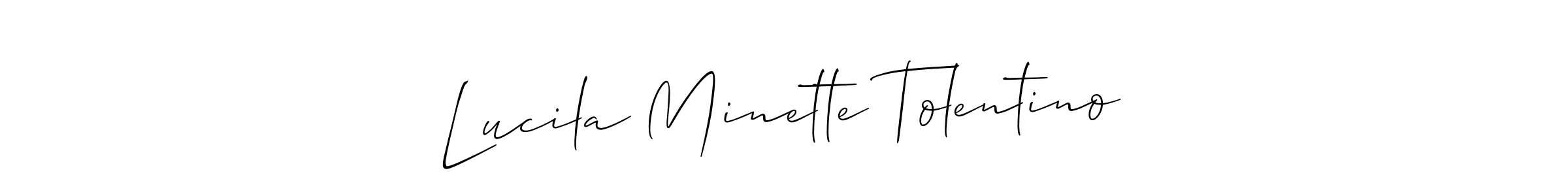 Create a beautiful signature design for name Lucila Minette Tolentino. With this signature (Allison_Script) fonts, you can make a handwritten signature for free. Lucila Minette Tolentino signature style 2 images and pictures png