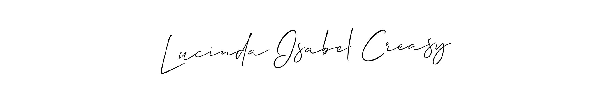 You can use this online signature creator to create a handwritten signature for the name Lucinda Isabel Creasy. This is the best online autograph maker. Lucinda Isabel Creasy signature style 2 images and pictures png
