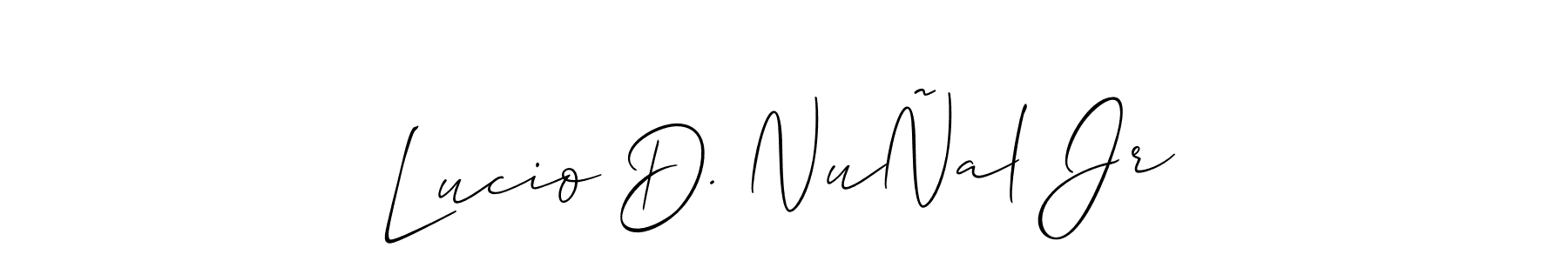 Allison_Script is a professional signature style that is perfect for those who want to add a touch of class to their signature. It is also a great choice for those who want to make their signature more unique. Get Lucio D. NuÑal Jr name to fancy signature for free. Lucio D. NuÑal Jr signature style 2 images and pictures png