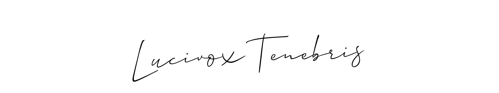 Create a beautiful signature design for name Lucivox Tenebris. With this signature (Allison_Script) fonts, you can make a handwritten signature for free. Lucivox Tenebris signature style 2 images and pictures png