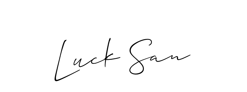 Use a signature maker to create a handwritten signature online. With this signature software, you can design (Allison_Script) your own signature for name Luck San. Luck San signature style 2 images and pictures png