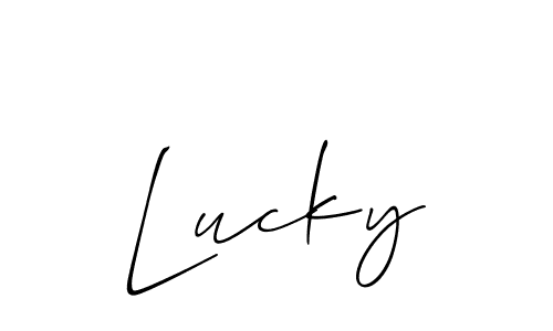 How to make Lucky signature? Allison_Script is a professional autograph style. Create handwritten signature for Lucky name. Lucky signature style 2 images and pictures png