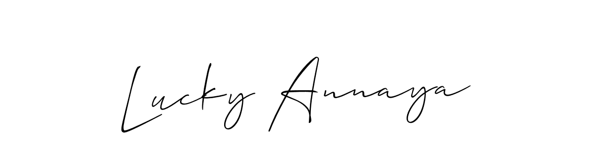 Make a beautiful signature design for name Lucky Annaya. With this signature (Allison_Script) style, you can create a handwritten signature for free. Lucky Annaya signature style 2 images and pictures png
