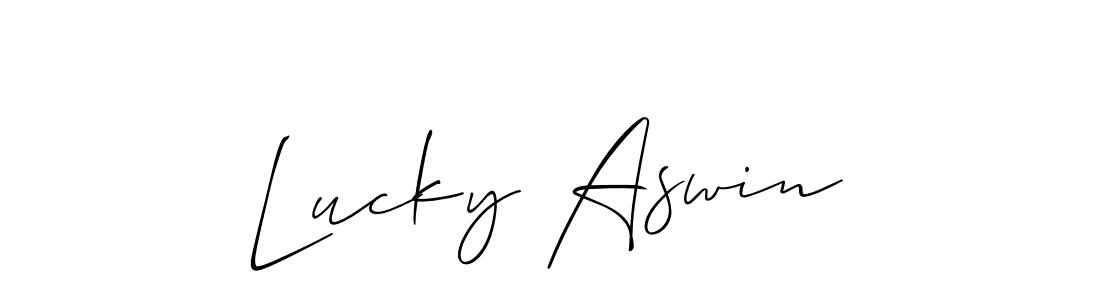 How to make Lucky Aswin name signature. Use Allison_Script style for creating short signs online. This is the latest handwritten sign. Lucky Aswin signature style 2 images and pictures png