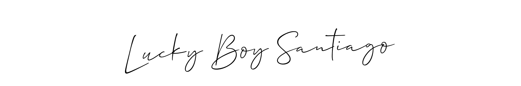 Allison_Script is a professional signature style that is perfect for those who want to add a touch of class to their signature. It is also a great choice for those who want to make their signature more unique. Get Lucky Boy Santiago name to fancy signature for free. Lucky Boy Santiago signature style 2 images and pictures png
