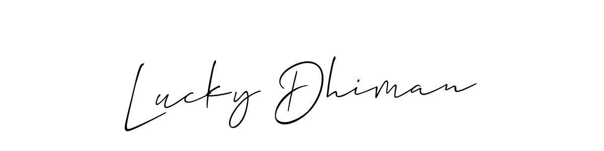 The best way (Allison_Script) to make a short signature is to pick only two or three words in your name. The name Lucky Dhiman include a total of six letters. For converting this name. Lucky Dhiman signature style 2 images and pictures png