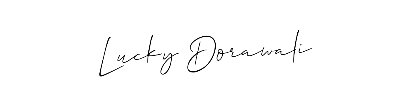 The best way (Allison_Script) to make a short signature is to pick only two or three words in your name. The name Lucky Dorawali include a total of six letters. For converting this name. Lucky Dorawali signature style 2 images and pictures png