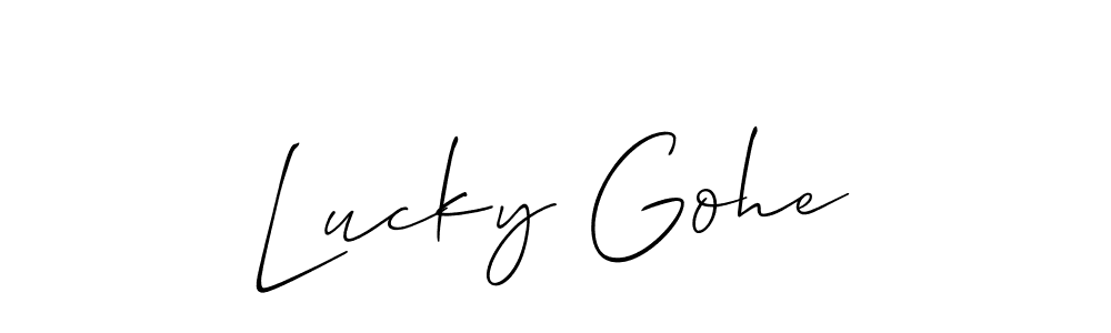 Similarly Allison_Script is the best handwritten signature design. Signature creator online .You can use it as an online autograph creator for name Lucky Gohe. Lucky Gohe signature style 2 images and pictures png