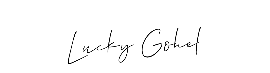 How to Draw Lucky Gohel signature style? Allison_Script is a latest design signature styles for name Lucky Gohel. Lucky Gohel signature style 2 images and pictures png