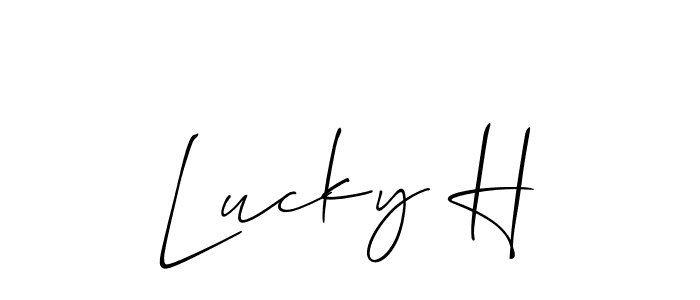 Lucky H stylish signature style. Best Handwritten Sign (Allison_Script) for my name. Handwritten Signature Collection Ideas for my name Lucky H. Lucky H signature style 2 images and pictures png