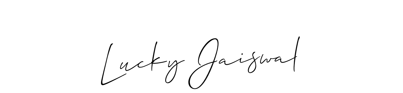 You should practise on your own different ways (Allison_Script) to write your name (Lucky Jaiswal) in signature. don't let someone else do it for you. Lucky Jaiswal signature style 2 images and pictures png