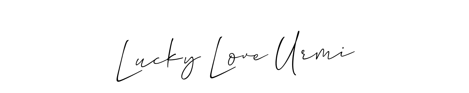 How to make Lucky Love Urmi name signature. Use Allison_Script style for creating short signs online. This is the latest handwritten sign. Lucky Love Urmi signature style 2 images and pictures png