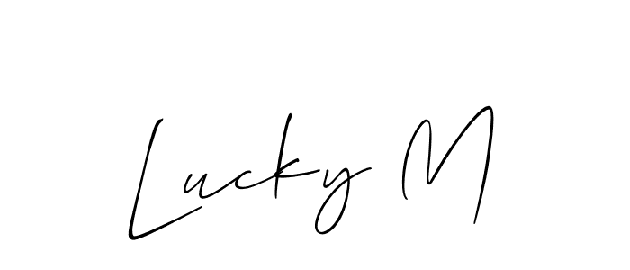 Lucky M stylish signature style. Best Handwritten Sign (Allison_Script) for my name. Handwritten Signature Collection Ideas for my name Lucky M. Lucky M signature style 2 images and pictures png