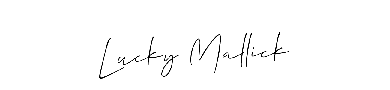Make a beautiful signature design for name Lucky Mallick. With this signature (Allison_Script) style, you can create a handwritten signature for free. Lucky Mallick signature style 2 images and pictures png