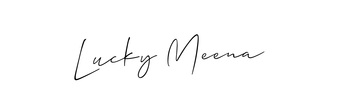 It looks lik you need a new signature style for name Lucky Meena. Design unique handwritten (Allison_Script) signature with our free signature maker in just a few clicks. Lucky Meena signature style 2 images and pictures png