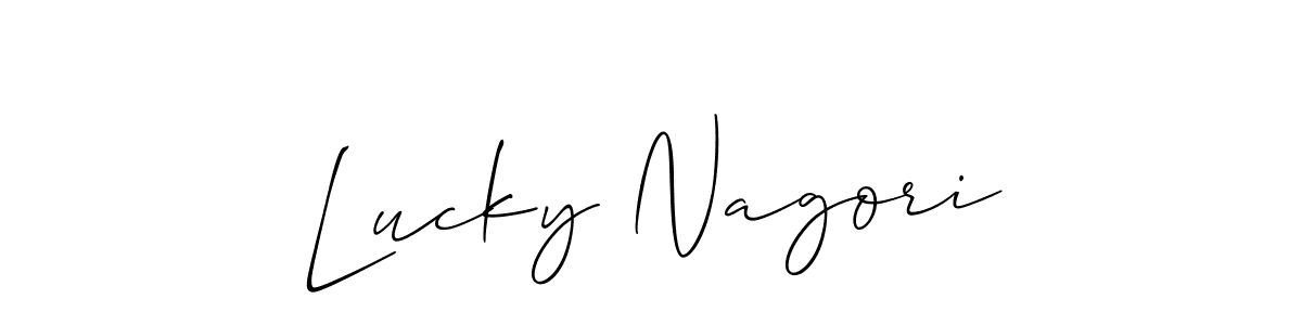 How to make Lucky Nagori name signature. Use Allison_Script style for creating short signs online. This is the latest handwritten sign. Lucky Nagori signature style 2 images and pictures png