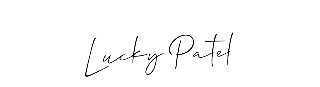 Make a beautiful signature design for name Lucky Patel. With this signature (Allison_Script) style, you can create a handwritten signature for free. Lucky Patel signature style 2 images and pictures png