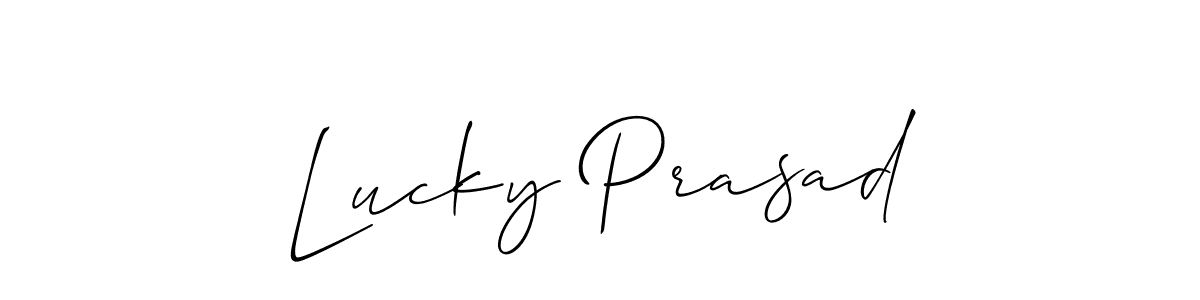 Make a beautiful signature design for name Lucky Prasad. With this signature (Allison_Script) style, you can create a handwritten signature for free. Lucky Prasad signature style 2 images and pictures png
