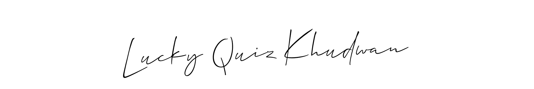 if you are searching for the best signature style for your name Lucky Quiz Khudwan. so please give up your signature search. here we have designed multiple signature styles  using Allison_Script. Lucky Quiz Khudwan signature style 2 images and pictures png