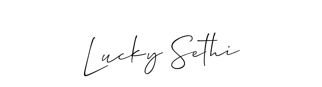 Allison_Script is a professional signature style that is perfect for those who want to add a touch of class to their signature. It is also a great choice for those who want to make their signature more unique. Get Lucky Sethi name to fancy signature for free. Lucky Sethi signature style 2 images and pictures png