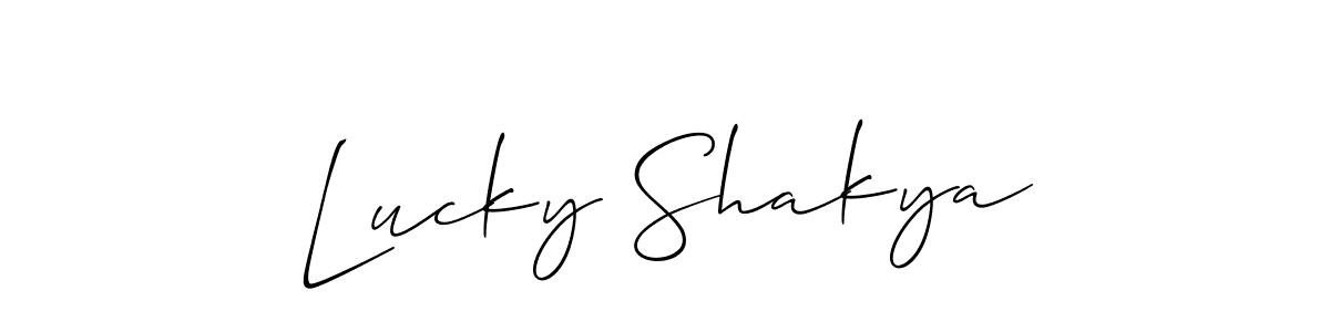 How to make Lucky Shakya name signature. Use Allison_Script style for creating short signs online. This is the latest handwritten sign. Lucky Shakya signature style 2 images and pictures png