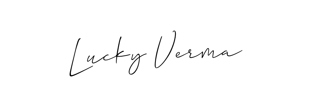 How to make Lucky Verma name signature. Use Allison_Script style for creating short signs online. This is the latest handwritten sign. Lucky Verma signature style 2 images and pictures png