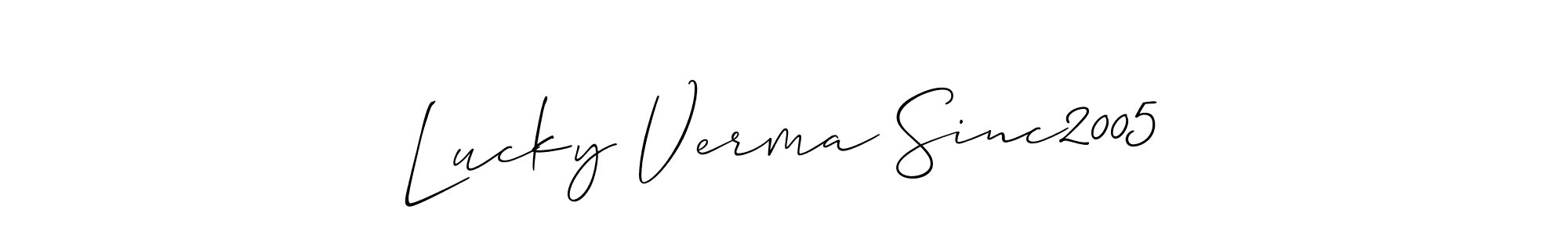 How to Draw Lucky Verma Sinc2005 signature style? Allison_Script is a latest design signature styles for name Lucky Verma Sinc2005. Lucky Verma Sinc2005 signature style 2 images and pictures png