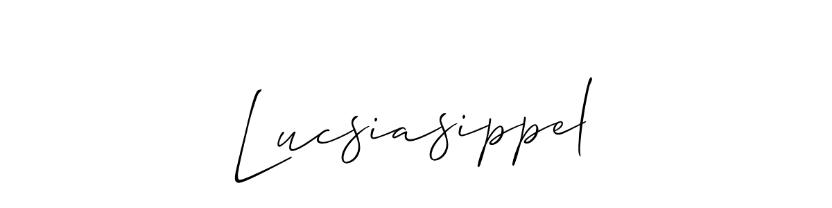 Also You can easily find your signature by using the search form. We will create Lucsiasippel name handwritten signature images for you free of cost using Allison_Script sign style. Lucsiasippel signature style 2 images and pictures png