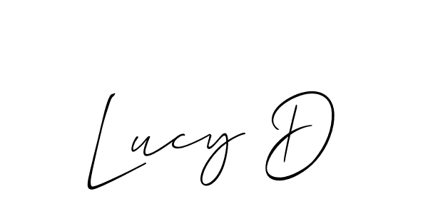 The best way (Allison_Script) to make a short signature is to pick only two or three words in your name. The name Lucy D include a total of six letters. For converting this name. Lucy D signature style 2 images and pictures png