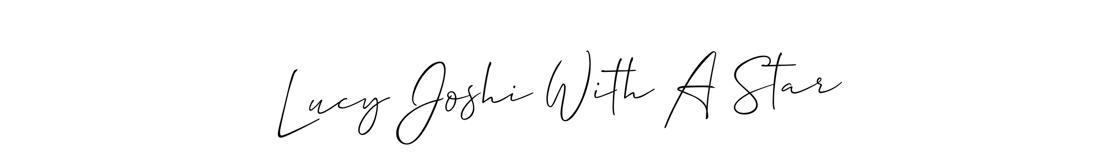 The best way (Allison_Script) to make a short signature is to pick only two or three words in your name. The name Lucy Joshi With A Star include a total of six letters. For converting this name. Lucy Joshi With A Star signature style 2 images and pictures png