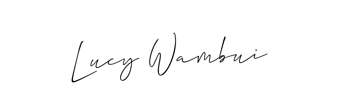 The best way (Allison_Script) to make a short signature is to pick only two or three words in your name. The name Lucy Wambui include a total of six letters. For converting this name. Lucy Wambui signature style 2 images and pictures png