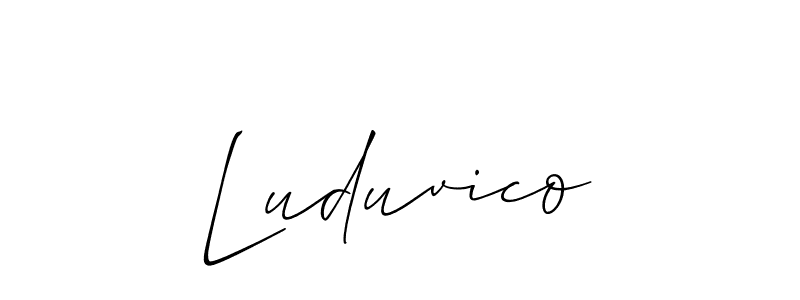Allison_Script is a professional signature style that is perfect for those who want to add a touch of class to their signature. It is also a great choice for those who want to make their signature more unique. Get Luduvico name to fancy signature for free. Luduvico signature style 2 images and pictures png