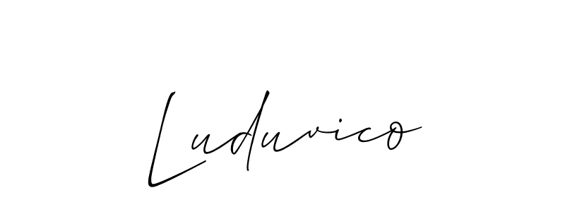 Allison_Script is a professional signature style that is perfect for those who want to add a touch of class to their signature. It is also a great choice for those who want to make their signature more unique. Get Luduvico name to fancy signature for free. Luduvico signature style 2 images and pictures png