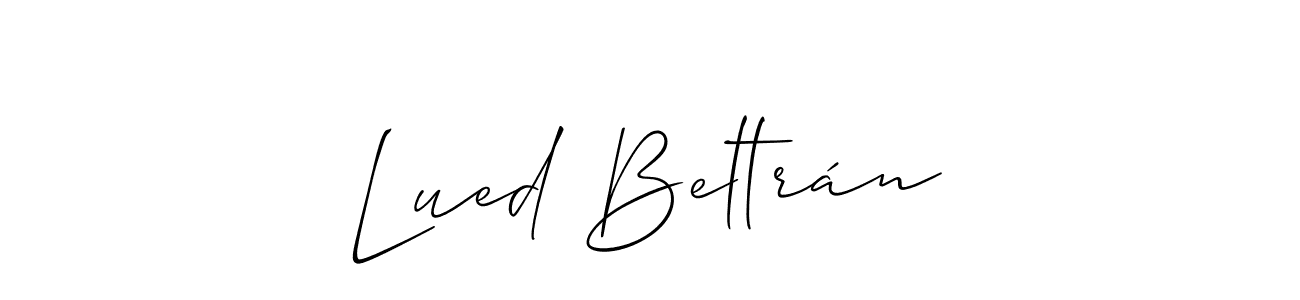 The best way (Allison_Script) to make a short signature is to pick only two or three words in your name. The name Lued Beltrán include a total of six letters. For converting this name. Lued Beltrán signature style 2 images and pictures png