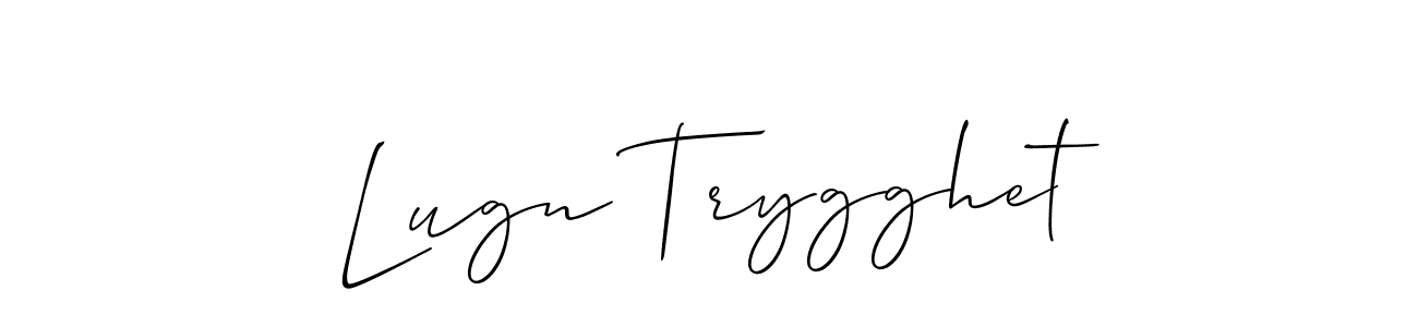 Check out images of Autograph of Lugn Trygghet name. Actor Lugn Trygghet Signature Style. Allison_Script is a professional sign style online. Lugn Trygghet signature style 2 images and pictures png