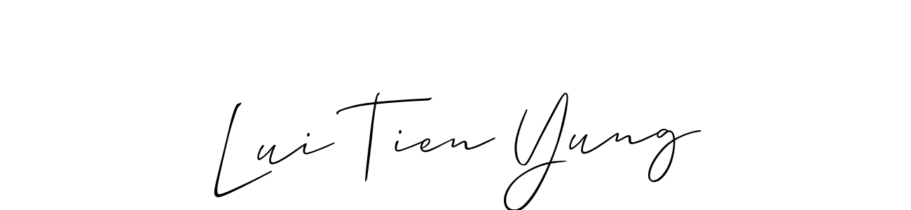 Use a signature maker to create a handwritten signature online. With this signature software, you can design (Allison_Script) your own signature for name Lui Tien Yung. Lui Tien Yung signature style 2 images and pictures png