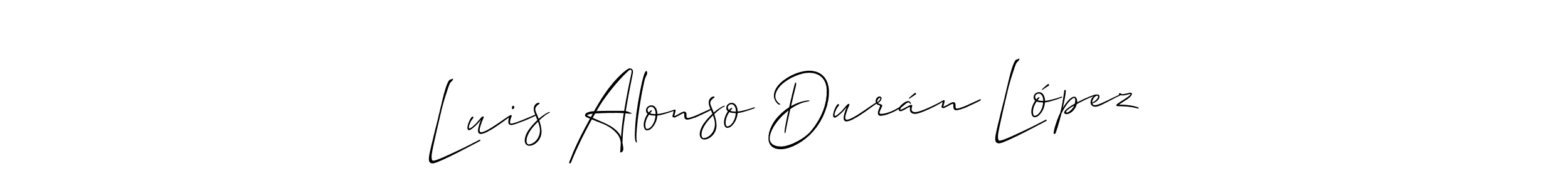 Make a short Luis Alonso Durán López signature style. Manage your documents anywhere anytime using Allison_Script. Create and add eSignatures, submit forms, share and send files easily. Luis Alonso Durán López signature style 2 images and pictures png