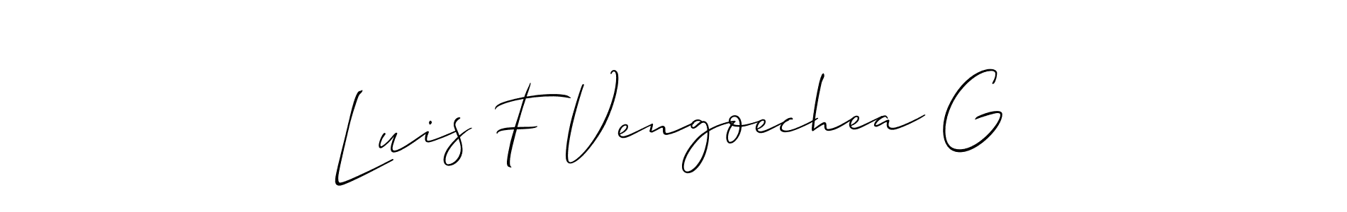 Use a signature maker to create a handwritten signature online. With this signature software, you can design (Allison_Script) your own signature for name Luis F Vengoechea G. Luis F Vengoechea G signature style 2 images and pictures png