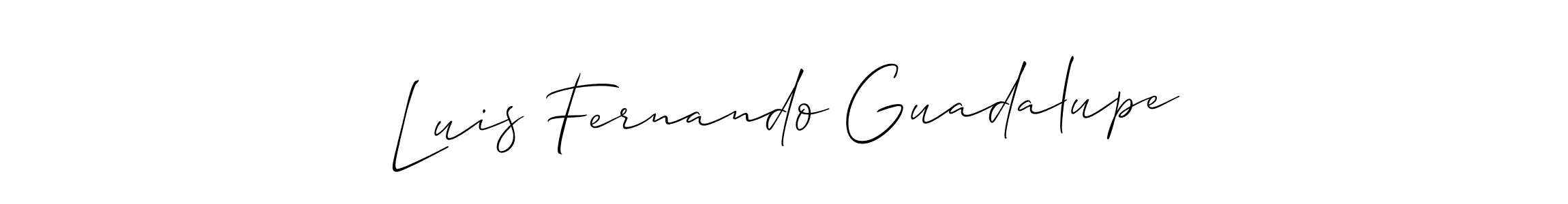 The best way (Allison_Script) to make a short signature is to pick only two or three words in your name. The name Luis Fernando Guadalupe include a total of six letters. For converting this name. Luis Fernando Guadalupe signature style 2 images and pictures png