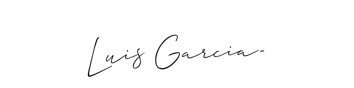 Create a beautiful signature design for name Luis Garcia-. With this signature (Allison_Script) fonts, you can make a handwritten signature for free. Luis Garcia- signature style 2 images and pictures png