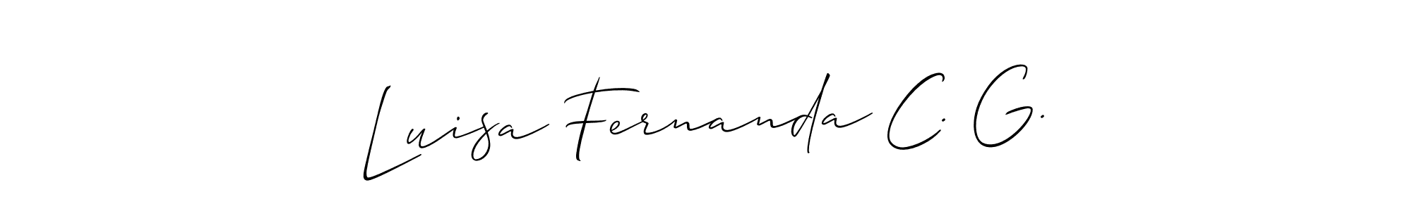 Allison_Script is a professional signature style that is perfect for those who want to add a touch of class to their signature. It is also a great choice for those who want to make their signature more unique. Get Luisa Fernanda C. G. name to fancy signature for free. Luisa Fernanda C. G. signature style 2 images and pictures png