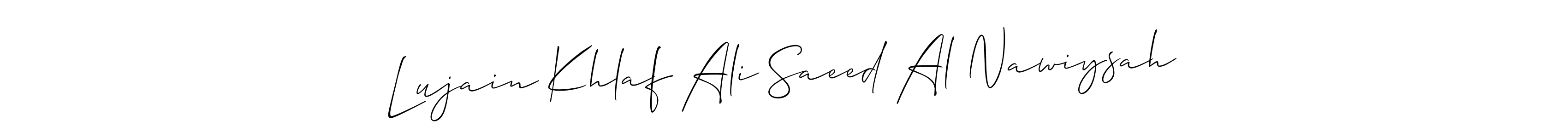 Similarly Allison_Script is the best handwritten signature design. Signature creator online .You can use it as an online autograph creator for name Lujain Khlaf Ali Saeed Al Nawiysah. Lujain Khlaf Ali Saeed Al Nawiysah signature style 2 images and pictures png