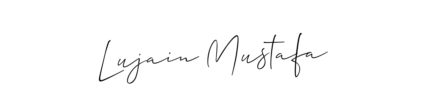 The best way (Allison_Script) to make a short signature is to pick only two or three words in your name. The name Lujain Mustafa include a total of six letters. For converting this name. Lujain Mustafa signature style 2 images and pictures png