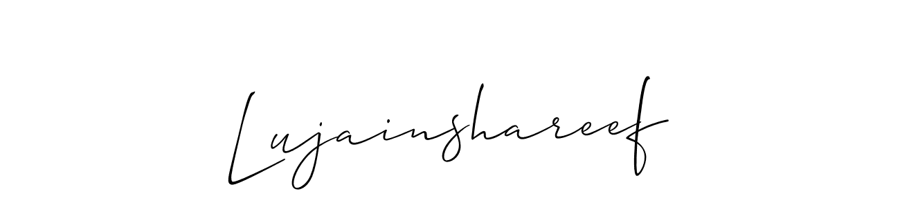 if you are searching for the best signature style for your name Lujainshareef. so please give up your signature search. here we have designed multiple signature styles  using Allison_Script. Lujainshareef signature style 2 images and pictures png