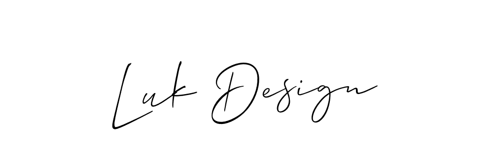 The best way (Allison_Script) to make a short signature is to pick only two or three words in your name. The name Luk Design include a total of six letters. For converting this name. Luk Design signature style 2 images and pictures png
