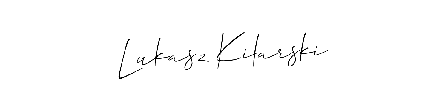 Make a beautiful signature design for name Lukasz Kilarski. With this signature (Allison_Script) style, you can create a handwritten signature for free. Lukasz Kilarski signature style 2 images and pictures png