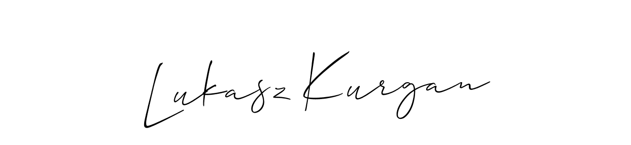 How to make Lukasz Kurgan name signature. Use Allison_Script style for creating short signs online. This is the latest handwritten sign. Lukasz Kurgan signature style 2 images and pictures png