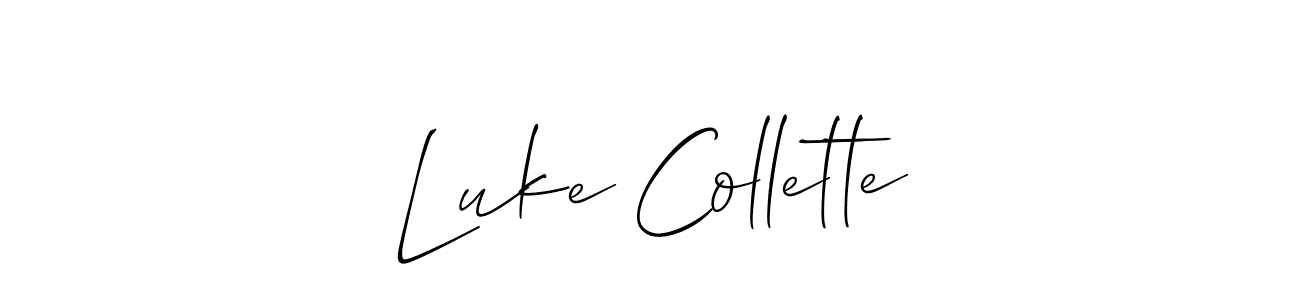 It looks lik you need a new signature style for name Luke Collette. Design unique handwritten (Allison_Script) signature with our free signature maker in just a few clicks. Luke Collette signature style 2 images and pictures png